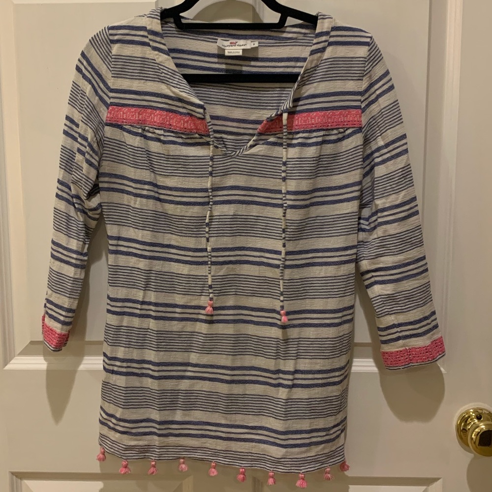 Vineyard Vines Tunic with Embroidery and Tassels